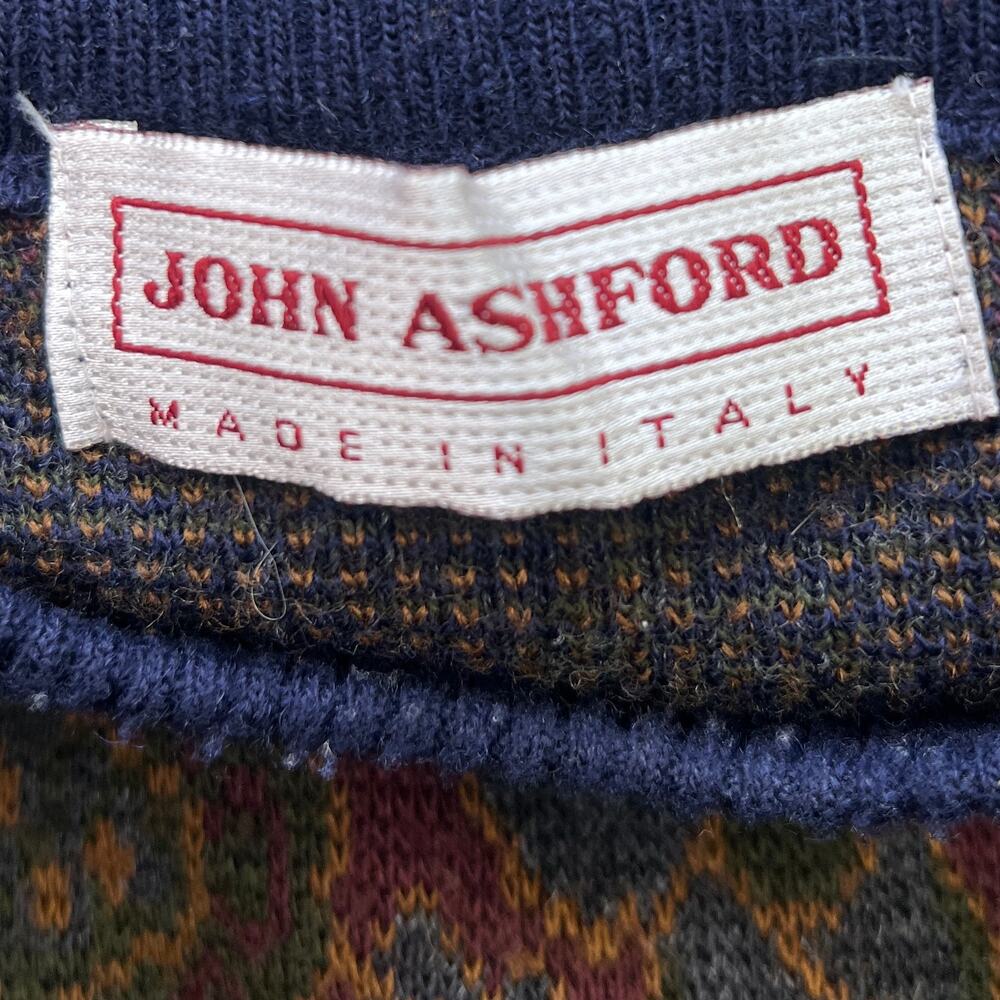 Vintage Paisley Wool Acrylic Blend Italian Grandpa Sweater John Ashford - Medium - Picture 5 of 6
